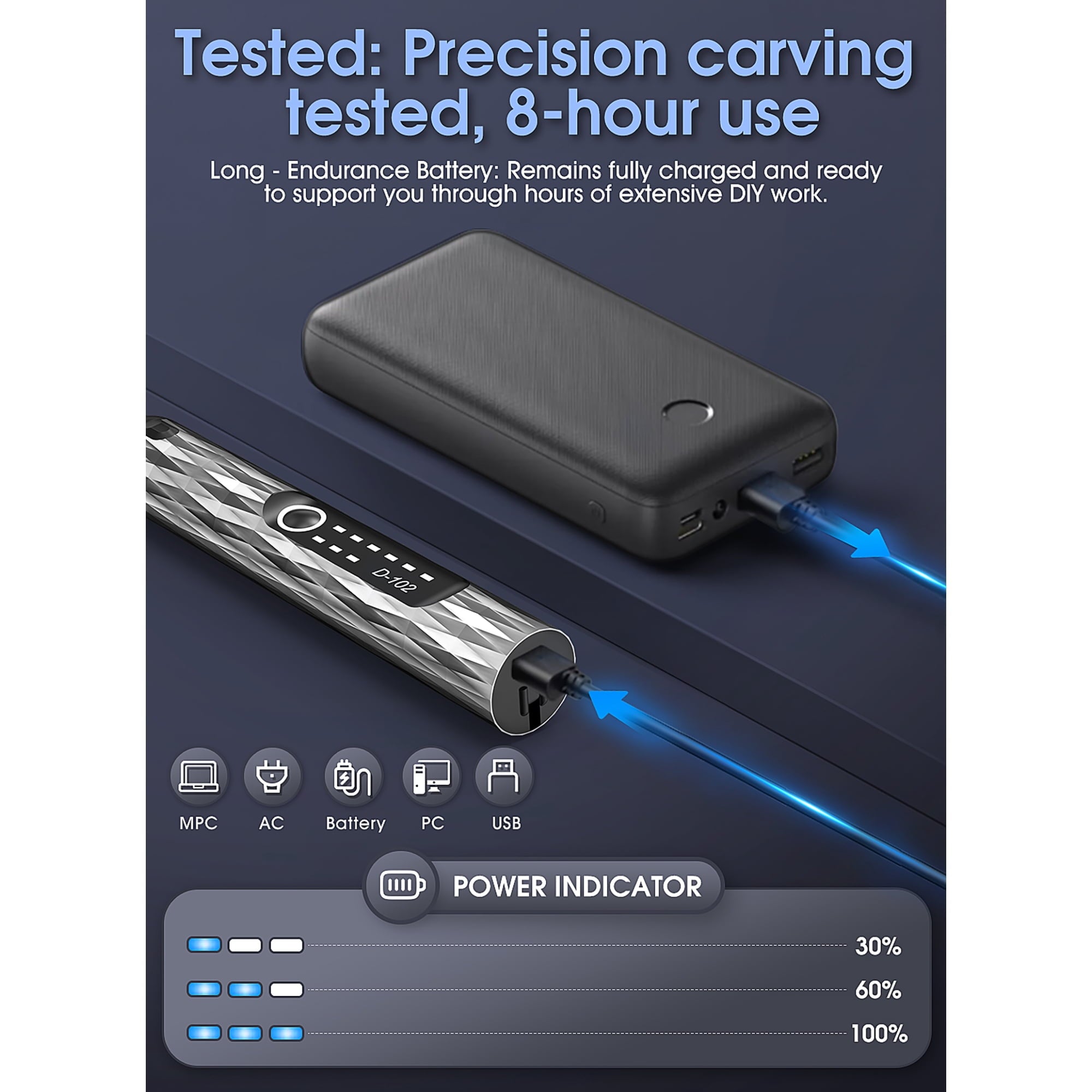 Newly Upgraded Electric Engraving Pen with 37 Bits,3-Speed Adjust,USB Rechargeable,Rotary Tool for 60+ Surfaces - Mini Electric DIY Engraving Pen Kit Cordless Rotary Tools for Personalization & Gifts