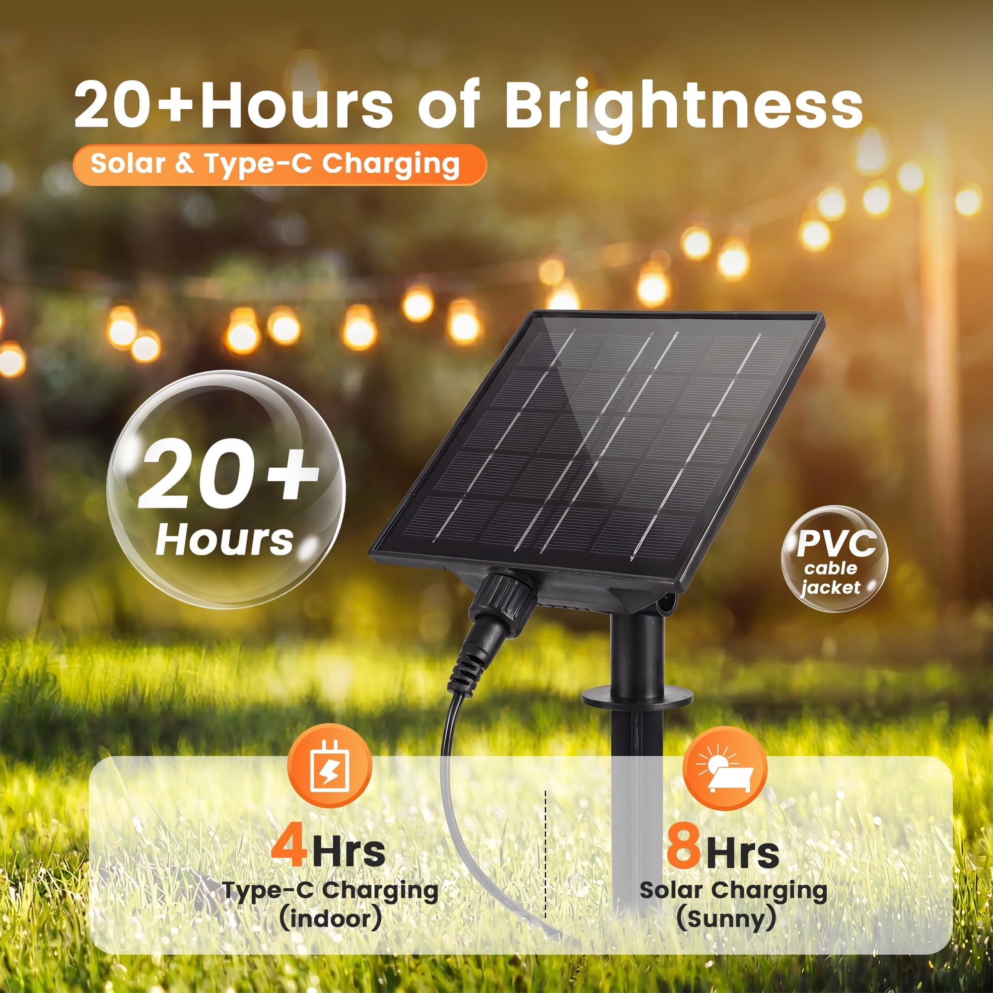 Mylorn Solar Outdoor String Lights 120FT(60FT*2), S14 LED Bulbs 50+2, 2700K Warm White Dimmable with Remote, 3 Modes, 2FT Spacing, Patio Lights for Balcony Cafe Yard Garden Decor