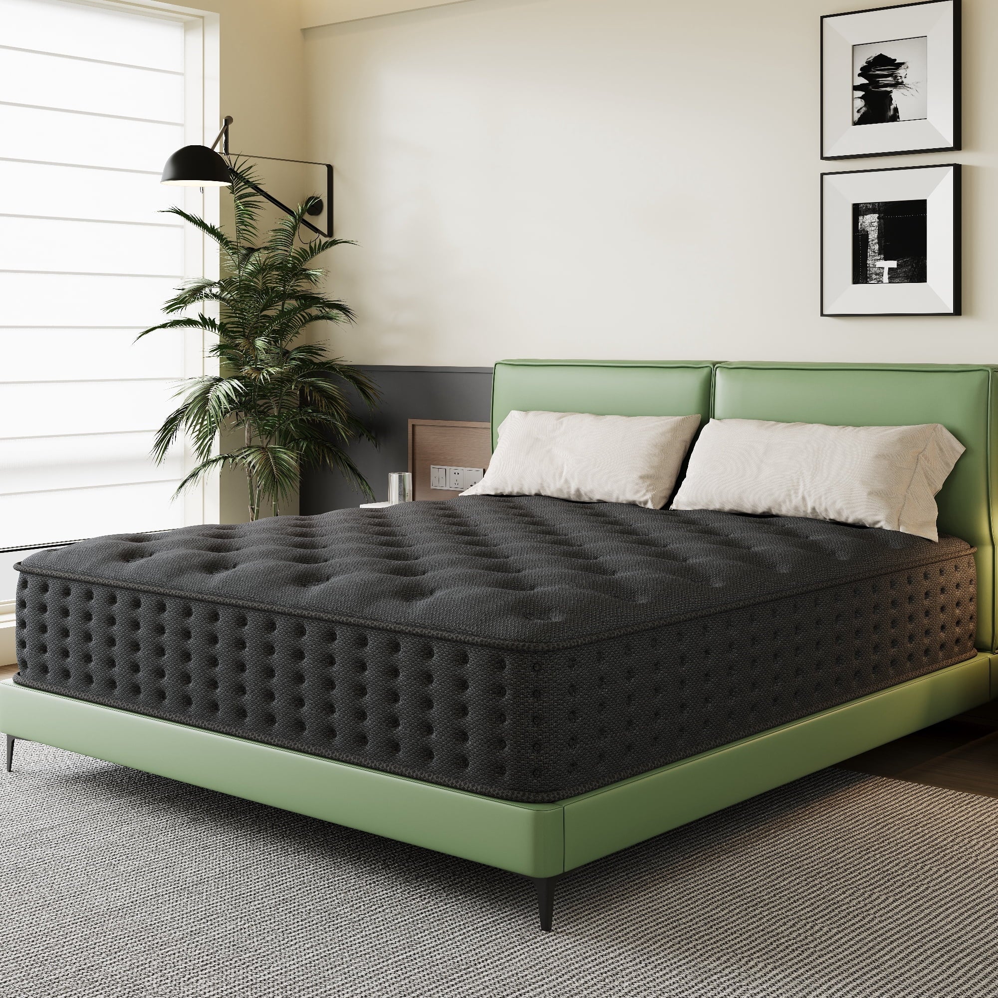 Tryagat 14” Full Hybrid Mattress in a Box, Medium Firm Full Size Mattresses, Cooling Gel Memory Foam Mattress with Individually Wrapped Pocket Coils, Pressure Relief