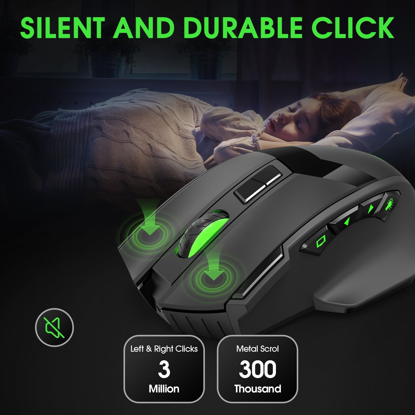 Wireless Gaming Mouse, 16000 DPI Adjustable, Bluetooth 5.2 & 2.4GHz Dual Mode, Lightweight, 10 Buttons, RGB Lighting, for PC Gaming & Office, Muzpu (Black)