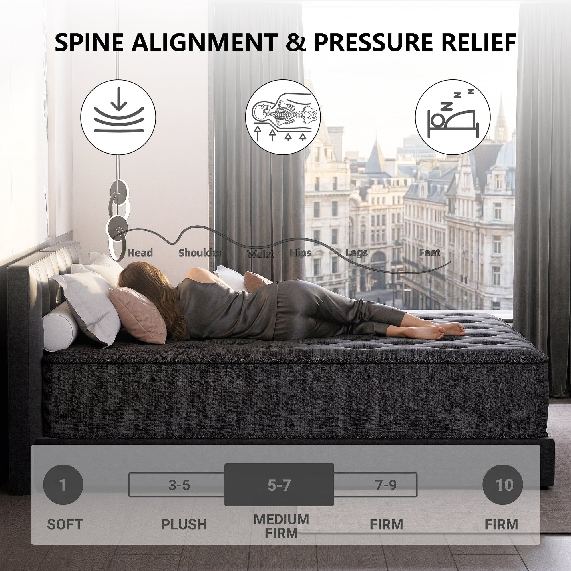 Tryagat 14” Full Hybrid Mattress in a Box, Medium Firm Full Size Mattresses, Cooling Gel Memory Foam Mattress with Individually Wrapped Pocket Coils, Pressure Relief
