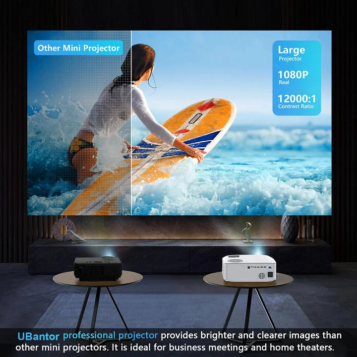 5G WiFi Bluetooth Projector, Native 1080P 20000LM 450" Display Support 4K Movie Projector, High Brightness for Home Theater and Business, Compatible with iOS/Android/TV Stick/PS4/HDMI/PPT/USB