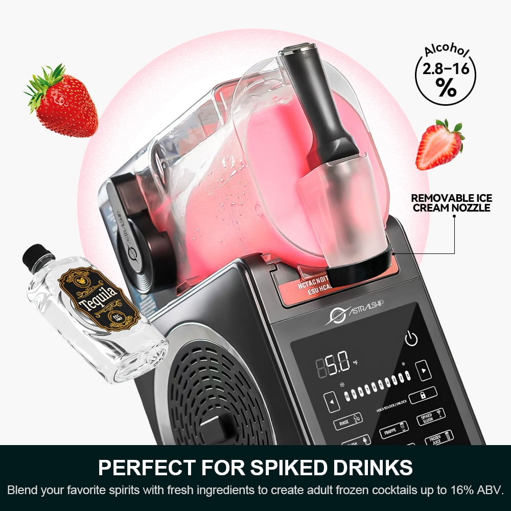 Astralship Slushie Machine with Soft Serve Ice Cream Mode, 200W Slushy Maker for Home Frozen Drink Maker with 7 Presets, Auto Rinse, Low-Sugar & Alcohol Alerts – for Slush, Milkshakes, Margaritas