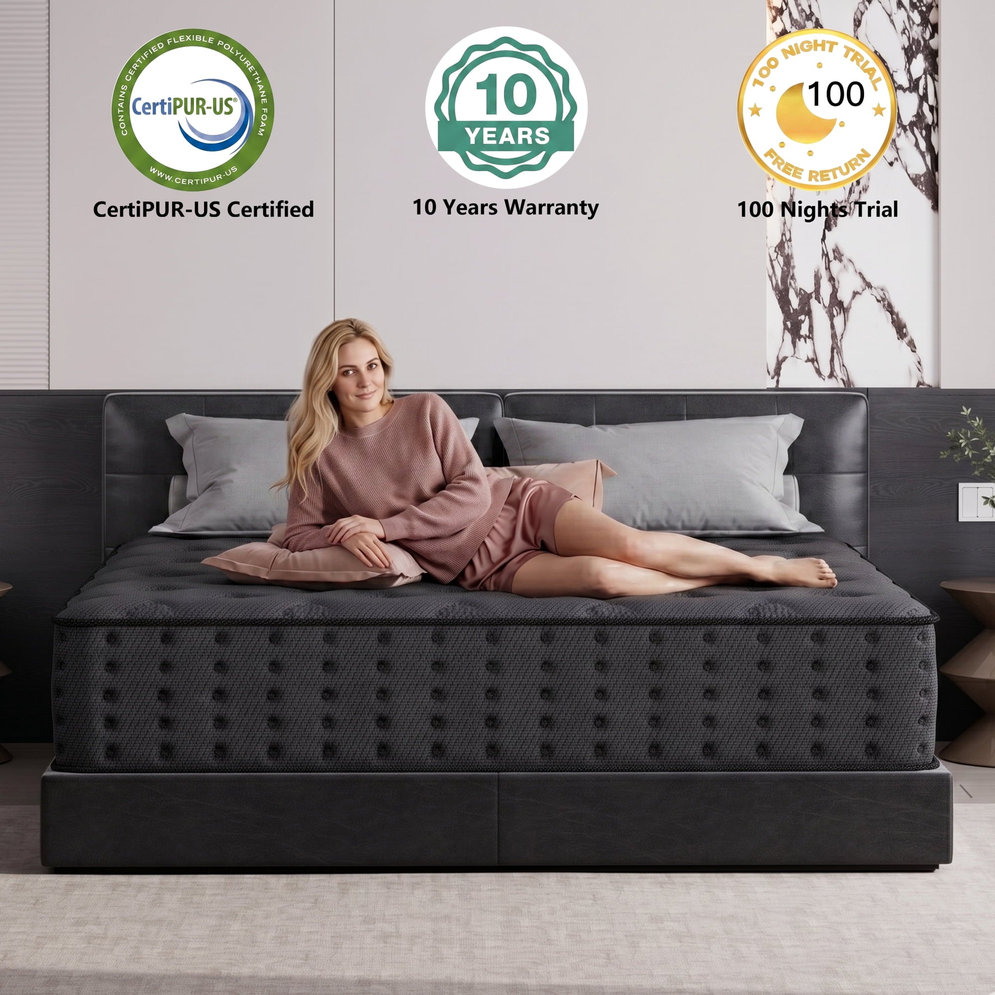 Tryagat 14” Full Hybrid Mattress in a Box, Medium Firm Full Size Mattresses, Cooling Gel Memory Foam Mattress with Individually Wrapped Pocket Coils, Pressure Relief